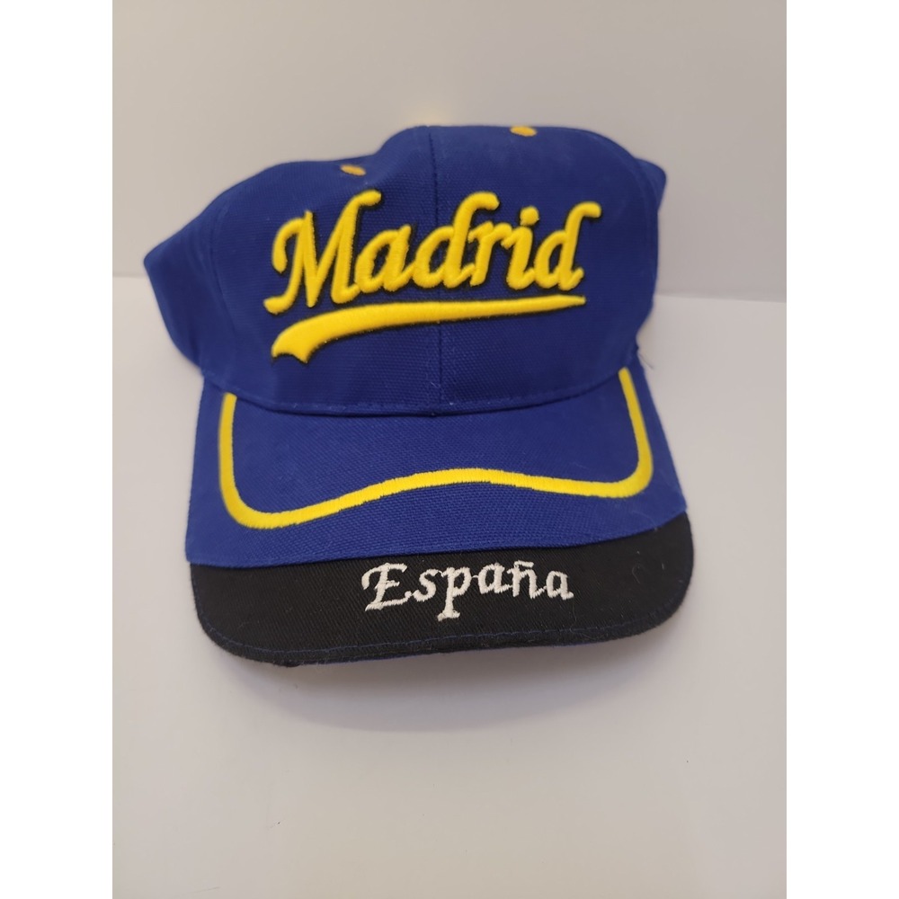 Indy Madrid España Souvenir Cap Blue Yellow Embroidered Adjustable Cotton Hat